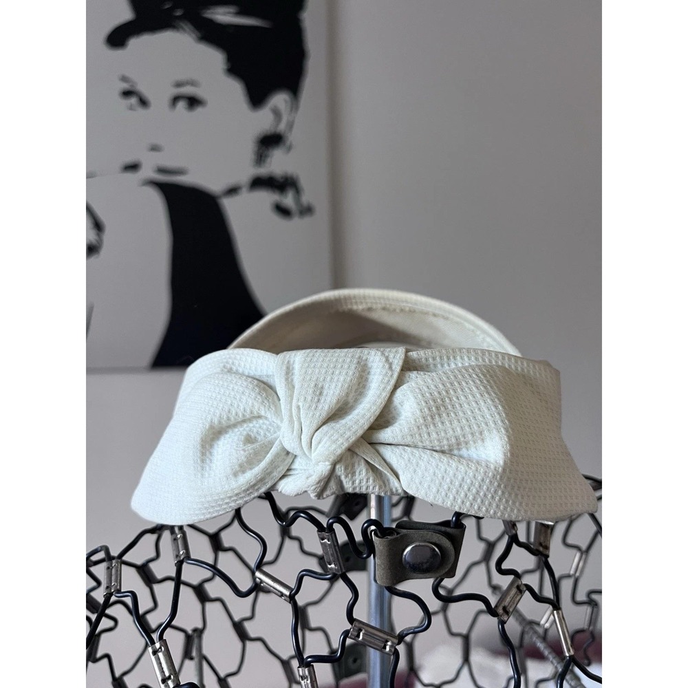 Vintage Cream Textured Bow‎ Headband Pillbox Hat Mid Century Retro Bridal Tea
